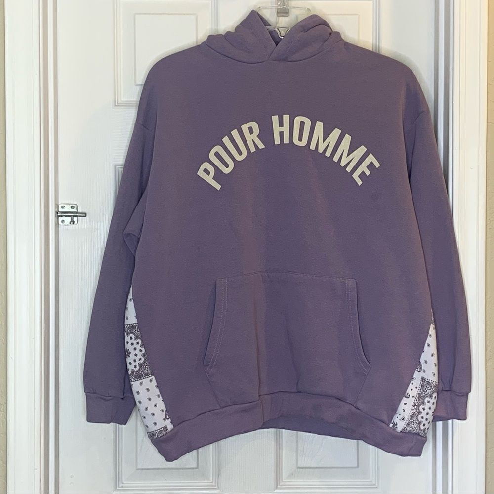 BOOHOO OVERSIZED BANDANA GUSSET CARGO HOODED SWEATSHIRT Size Medium - Picture 2 of 9